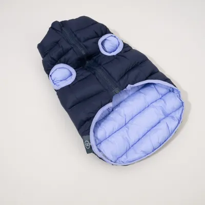 Nomad Tales Bloom Hundemantel Puffer, lila/marineblau Nomad Tales Bloom Hundemantel Puffer, lila/marineblau