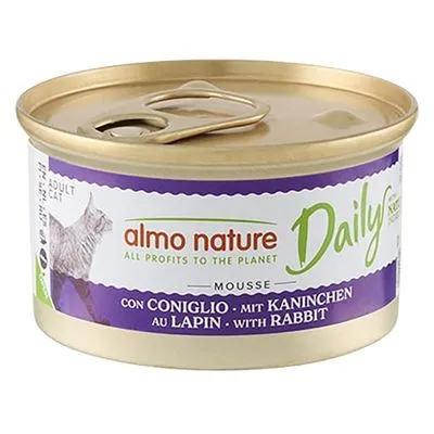 almo nature Daily mousse kattenvoer, coniglio/kaninchen/lapin/rabbit, blik voor volwassen kat, tekst: all profits to the planet