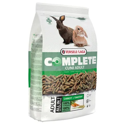 Versele-Laga Complete Cuni Adult Kaninchenfutter mit Karotte und Timothy. 100% extrudiert, 100% Appetit, ohne Getreide, keine Zuckerzusätze, keine Tierversuche.