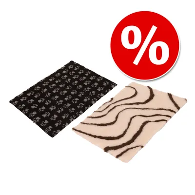 Zestaw: Vetbed® Isobed SL Fale koc, kremowo-brązowy + Vetbed® Isobed SL Paw, czarny/szary