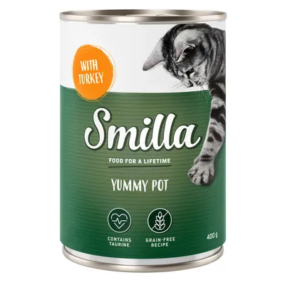 Smilla Yummy Pot cu curcan, 400g. Conține taurină, rețetă fără cereale.