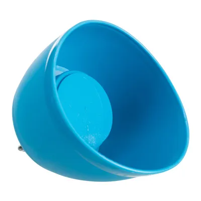 Blue plastic feeding bowl with fixing screw, suitable for cages or enclosures.