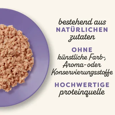 Bestehend aus natürlichen Zutaten, ohne künstliche Farb-, Aroma- oder Konservierungsstoffe. Hochwertige Proteinquelle.