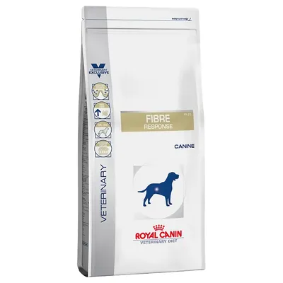 Royal Canin Veterinary Diet Fibre Response Canine. Verpackung mit Hundesymbol und Hinweis auf veterinäre Exklusivität.