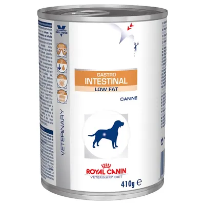 Royal Canin Veterinary Diet Gastro Intestinal Low Fat Canine, 410g Dose. Spezialfutter für Hunde mit niedrigem Fettgehalt.