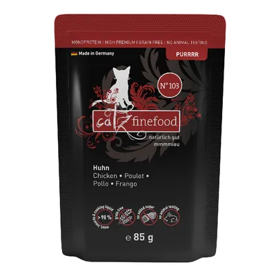 catz finefood Nr. 103, Huhn, 85 g. Monoprotein, High Premium, getreidefrei, ohne Zuckerzusatz, keine Tierversuche, Made in Germany.