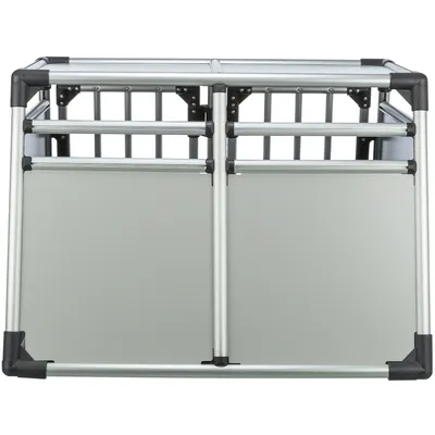 Trixie Transportbox Aluminium doppelt - Größe M-L: B 93 x T 88 x H 64 cm
