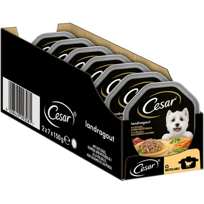 Cesar Landragout, 2x7x150g, with poultry, vegetables and parsley. Recyclable packaging.
