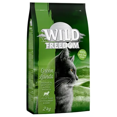 Wild Freedom Green Lands kissanruoka, 100 % viljaton resepti, tuoretta siipikarjanlihaa ja lammasta, 2 kg pakkaus.