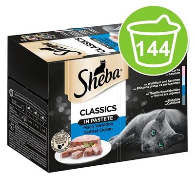 Pacco scorta: Sheba Vaschette 144 x 85 g Alimento umido per gatti