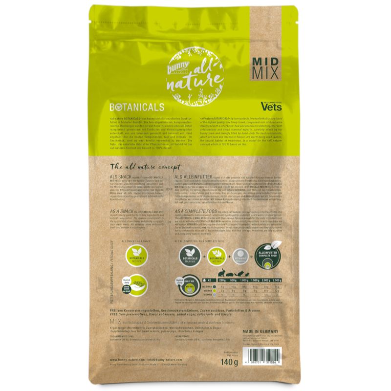 Bunny All Nature Botanicals Mid Mix Echinacea e flores de girassol