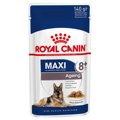 Royal Canin Maxi Ageing 8+ για μεγάλους σκύλους 26-44kg, κομμάτια σε σάλτσα, σακουλάκι 140g. Κατάλληλο από 8 ετών.