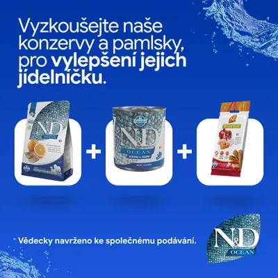 ND Ocean suché krmivo, mokré krmivo sleď a krevety a Dental Treat. Vedecky vyvinuté na spoločné kŕmenie. ND Ocean suché krmivo, mokré krmivo sleď a krevety a Dental Treat. Vedecky vyvinuté na spoločné kŕmenie.