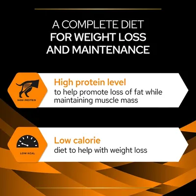Complete diet for weight loss and maintenance. High protein level to promote fat loss while maintaining muscle mass. Low calorie diet to help with weight loss.