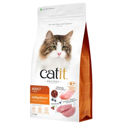 Catit Recipes Adult 1+ lat, mięso drobiowe, pełnowartościowe i zbilansowane, ze świeżą wątrobą, superfoods i 87% wysokiej jakości białka zwierzęcego. Opakowanie nadające się do recyklingu, 2 kg.