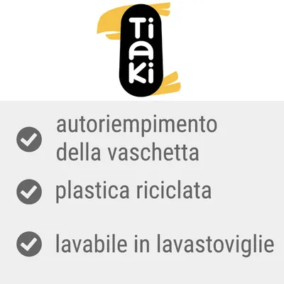 Tiaki, autoriempimento della vaschetta, plastica riciclata, lavabile in lavastoviglie