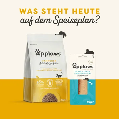 Applaws Hähnchen Adult-Katzenfutter, vollwertig und ausgewogen, 7.5kg. Applaws ganze Stücke Thunfischfilet Leckerbissen, 30g, 100% natürlich.