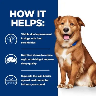 How it helps: visible skin improvement in dogs with food sensitivities, reduces night scratching and improves sleep quality, supports skin barrier against environmental irritants year-round.