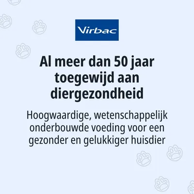 Virbac. Al meer dan 50 jaar toegewijd aan diergezondheid. Hoogwaardige, wetenschappelijk onderbouwde voeding voor een gezonder en gelukkiger huisdier. Virbac. Al meer dan 50 jaar toegewijd aan diergezondheid. Hoogwaardige, wetenschappelijk onderbouwde voeding voor een gezonder en gelukkiger huisdier.