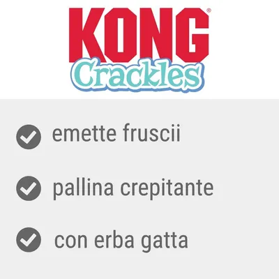 KONG Crackles: emette fruscii, pallina crepitante, con erba gatta.