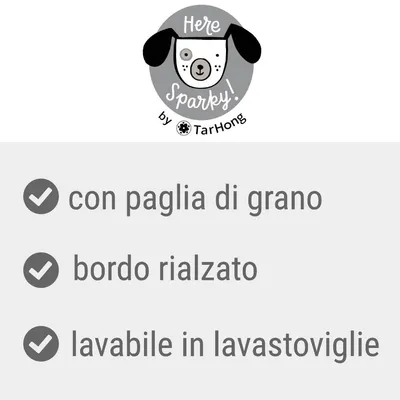 Here Sparky by TarHong, con paglia di grano, bordo rialzato, lavabile in lavastoviglie