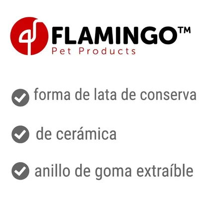 FLAMINGO Pet Products. forma de lata de conserva, de cerámica, anillo de goma extraíble