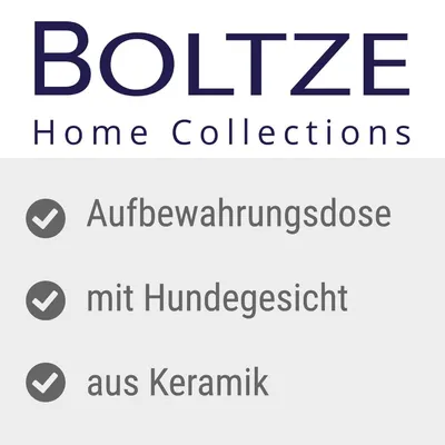 Boltze Home Collections. Aufbewahrungsdose mit Hundegesicht aus Keramik.
