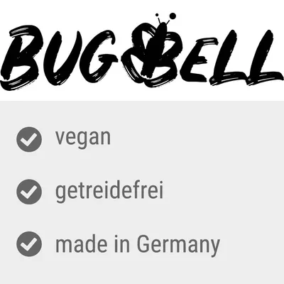 BUGBELL. vegan, getreidefrei, made in Germany (testo in tedesco e inglese)