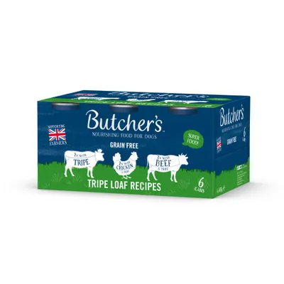 Butcher's Grain Free Tripe Loaf Recipes 6 x 400g - Mixed Pack Butcher's Grain Free Tripe Loaf Recipes 6 x 400g - Mixed Pack