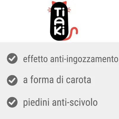 Tiaki. effetto anti-ingozzamento, a forma di carota, piedini anti-scivolo