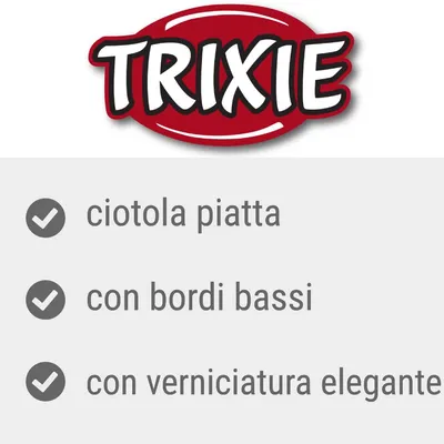 TRIXIE. ciotola piatta, con bordi bassi, con verniciatura elegante.