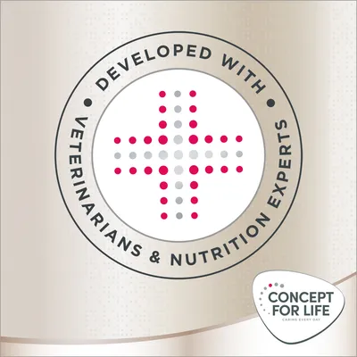 Texte en anglais : Developed with veterinarians & nutrition experts. Concept for Life Caring Every Day.