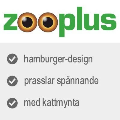 zooplus, hamburger-design, prasslar spännande, med kattmynta
