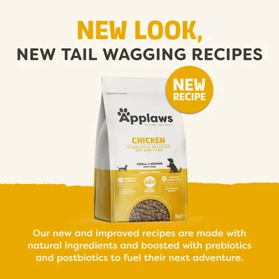 Applaws Chicken torrfoder för små och medelstora hundar, ny recept med naturliga ingredienser, prebiotika och postbiotika, 1 kg förpackning. Applaws Chicken torrfoder för små och medelstora hundar, ny recept med naturliga ingredienser, prebiotika och postbiotika, 1 kg förpackning.