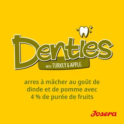 Denties with Turkey & Apple, barres à mâcher au goût de dinde et de pomme avec 4 % de purée de fruits, Josera