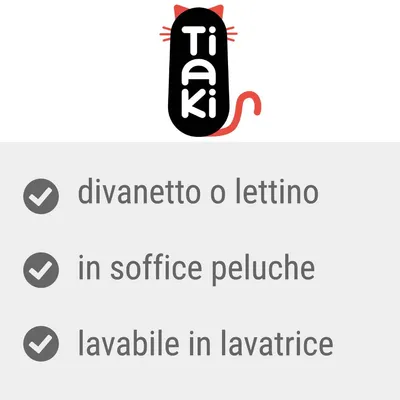 Tiaki; divanetto o lettino, in soffice peluche, lavabile in lavatrice