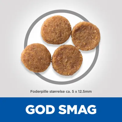 Fire foderpiller, tekst: Foderpille størrelse ca. 5 x 12,5 mm, GOD SMAG