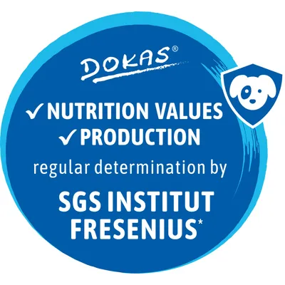 DOKAS. NUTRITION VALUES, PRODUCTION, regular determination by SGS INSTITUT FRESENIUS.