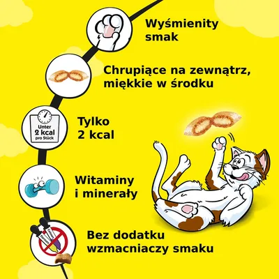 Wyśmienity smak, chrupiące na zewnątrz miękkie w środku, tylko 2 kcal, witaminy i minerały, bez dodatku wzmacniaczy smaku. Tekst po polsku i niemiecku.