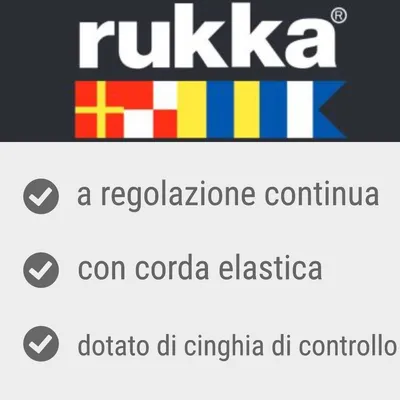 rukka, a regolazione continua, con corda elastica, dotato di cinghia di controllo rukka, a regolazione continua, con corda elastica, dotato di cinghia di controllo