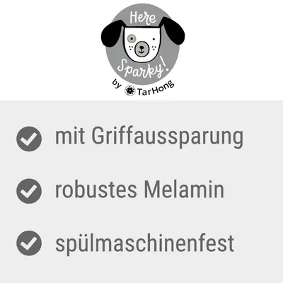Here Sparky by TarHong. Mit Griffaussparung, robustes Melamin, spülmaschinenfest.