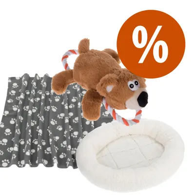 Welcome Kit Puppy & Junior Letto Fluffy 2in1 + Coperta in pile + Orsetto