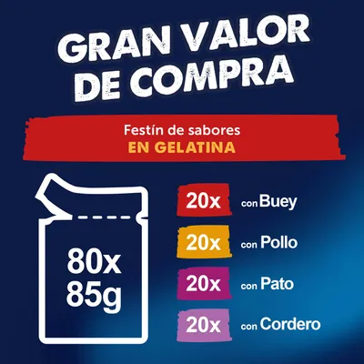 Jumbopack Felix Fantastic 80 x 85 g - Mix de carne (vacuno, pollo, pato, cordero) Jumbopack Felix Fantastic 80 x 85 g - Mix de carne (vacuno, pollo, pato, cordero)
