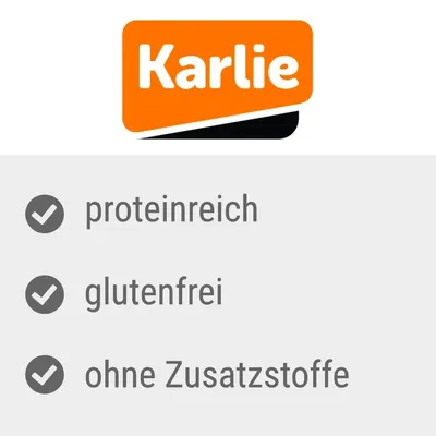Karlie. Proteinreich, glutenfrei, ohne Zusatzstoffe.