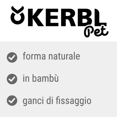 KERBL Pet, forma naturale, in bambù, ganci di fissaggio