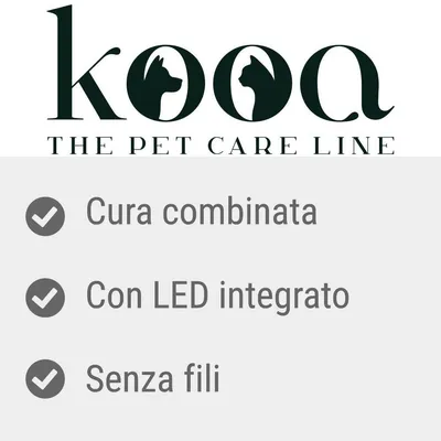 kooa THE PET CARE LINE. Cura combinata, con LED integrato, senza fili.