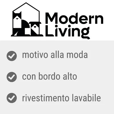 Modern Living, motivo alla moda, con bordo alto, rivestimento lavabile