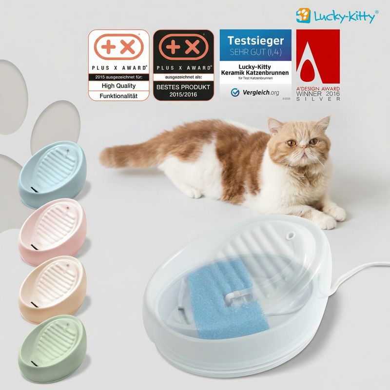 Lucky-Kitty dricksfontän av keramik