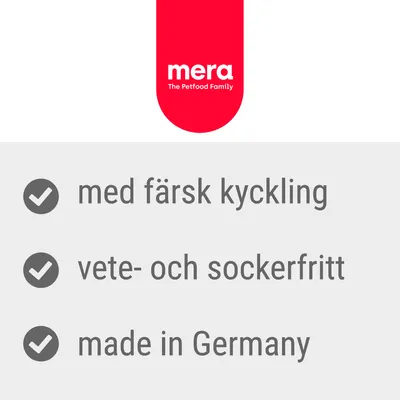 mera The Petfood Family. med färsk kyckling, vete- och sockerfritt, made in Germany
