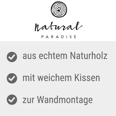 Natural Paradise. Aus echtem Naturholz, mit weichem Kissen, zur Wandmontage.
